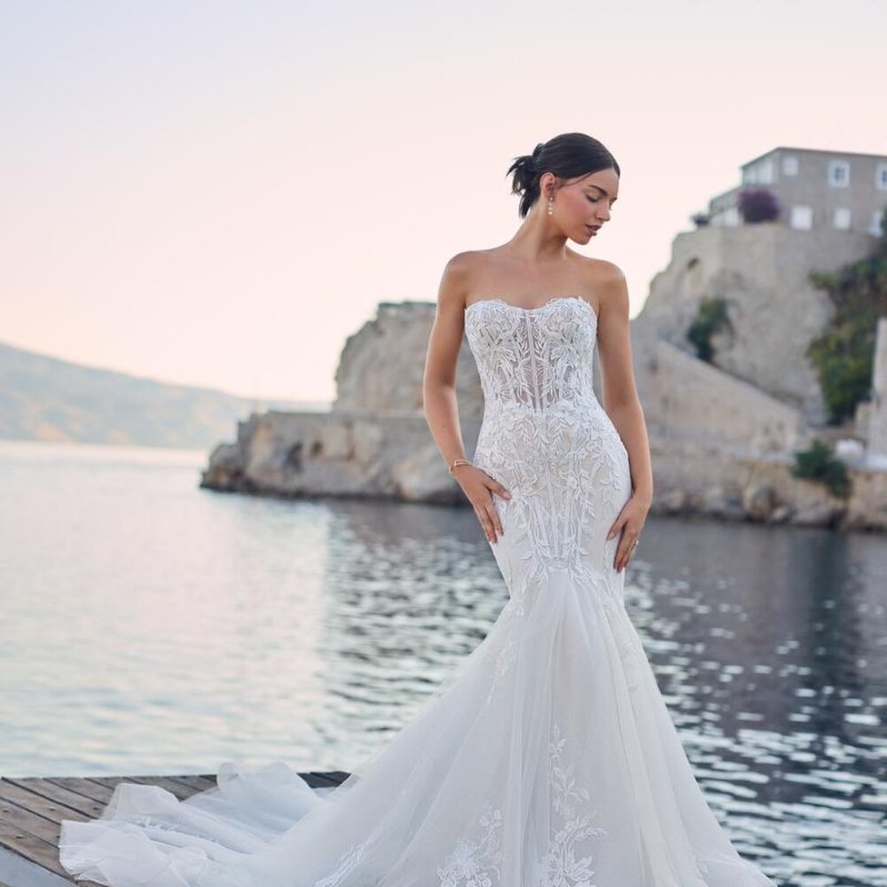 Sophia Tolli Strapless Bridal Gown with Floral Lace - Malibu